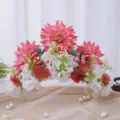 Baroque Floral Crown Headband Handmade Silk Flower Hair Hoop Wedding Party Hair Accessories - Pink White Red Ball Style (Style 8)