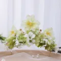 Baroque floral crown headband, elegant silk flower wreath hair accessory for photo shoots and evening gowns. - Light Yellow White Leaves Style (Style 10)