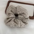 Knit hair scrunchie fleece plush hair ring chic French style winter hair accessory - Hair Tie / Camel