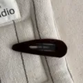 Brown velvet snap hair clip, elegant retro side bangs clip for women daily hair styling. - Teardrop Clip / Dark Coffee