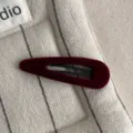 Wine red velvet BB hair clip detail, elegant side hairpin and bangs clip for women. - Teardrop Clip / Burgundy