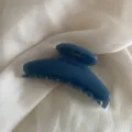 Blue jelly hair claw clip detail shot showcasing translucent resin material and strong metal spring. - Dark Blue