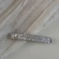 Silver glitter hair clip with rhinestone accent, stylish hair accessory for women and girls. - Heart Rhinestone Barrette / Silver