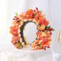 Serre-tête floral d'automne avec fleurs artificielles et papillons pour accessoire de fête. - Style 5