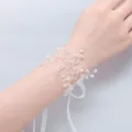 Elegante bruiloft kristal pols bloem bruid bruidsmeisje parel armband fee stijl bloemarmband - Zilver Transparant (10)