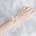 Elegante parel pols bloem huwelijk corsage armband voor bruid en bruidsmeisje in het wit - Parelvit (21)