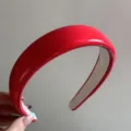 Red patent leather headband for women, gloss wide high crown hair hoop daily style. - Candy Color Patent Leather Headband - Red