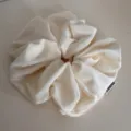 White velvet scrunchies for women hair accessories, soft elastic hair ties chic style. - Off-White