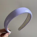 Glossy patent leather headband detail, wide high-crown lilac purple hair hoop for women. - Candy Color Patent Leather Headband - Purple