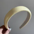 Glossy wide padded headband solid color high crown fashion hair hoop for women yellow - Candy Color Patent Leather Headband - Yellow