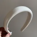 White patent leather padded headband detail, glossy thick hair hoop for women everyday style. - Candy Color Patent Leather Headband - Off-White