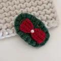 Handmade crochet Christmas hair clip with red bow and pearl for cute girls sweet side clip accessory. - Christmas Series - Red Bow