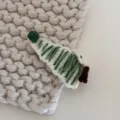 Handcrafted knitted Christmas tree hair clip for cute kids and girls sweet daily wear. - Christmas Tree - White & Green