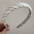 Blue and white striped fabric headband retro wide hair hoop stylish vintage hair accessory - Blue Fresh Narrow Headband - Striped