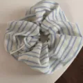 Blue and white striped fabric hair scrunchie detailed view for women's daily hair styling. - Blue Fresh Scrunchie - Striped