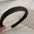 Elegant black padded headband detail, soft fabric hair hoop for women and daily chic styling. - Wide Border Headband / Graphite