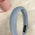 Light blue solid color padded headband, sleek hair hoop with handmade label for women. - Blue