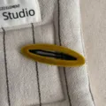 Mustard yellow velvet BB hair clip detail shot, elegant vintage side hair clip for women. - Oval Clip / Turmeric