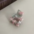 Mini acetate hair claw clip, small square hair catch for bangs, pink marble design. - Small Square / Pink and Green
