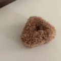 Brown plush hair claw clip for women, fluffy mini hair accessory for cute daily hairstyles. - Brown