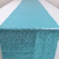 Hellblauer Pailletten Tischlaeufer, hochdichter funkelnder Stoff fuer Party und Hochzeit. - 30*275cm / Himmelblau