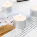 Velas de té sin humo en vaso de aluminio para decoración de boda fiesta calentador de té - Blanco