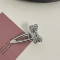 Silver rhinestone bow hair clip cute Y2K duckbill hairpin sparkling crystal hair accessories - White Rhinestone - Small Diamond Bow