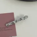 Y2K silver metal rhinestone heart hair clip sweet cute duckbill hairpin for women girls - White Rhinestone - Line Heart