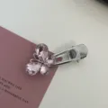 Pink crystal butterfly hair clip, stylish Y2K metal duckbill hairpin for cute girls. - Pink Rhinestone - Small Butterfly