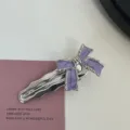 Y2K metal butterfly hair clip sweet cool purple enamel duckbill clip hair accessory - Purple - Drip Oil Bow