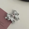 Y2K Rhinestone Bow Hair Clip Metal Duckbill Hairpin Cute Sweet Girl Side Hair Access - Pink Rhinestone - Single Diamond Bow