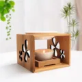 Wooden clover candle aroma lamp essential oil diffuser for home cozy decor main view - Four-Leaf Clover Style