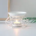 Bruleur d'huiles en ceramique blanche avec support en fer geometrique, diffuseur ideal. - Brûleur d'aromathérapie / Blanc