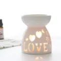 Witte keramische aroma diffuser oliebrander met hart en liefde hol design voor huisdecoratie - Open Hart Stijl / Wit