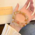 Bracelet double en cristal de citrine naturelle avec pendentif pixiu bijoux de femme élégants - Pixiu en Quartz Citron