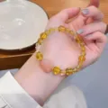 Exquisite yellow crystal bracelet with charming carved stone accent for women and girls jewelry. - Salt Source Agate Nine-Tailed Fox Style