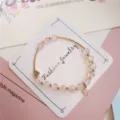 Sweet cracked crystal beaded bracelet retro style fashion colorful jewelry detail view - 02 Light Pink