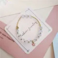 Sweet style crackled crystal beaded bracelet with cute heart and star charms for women. - 03 Light Blue