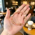 Exquisite sweet style pink agate beaded bracelet, delicate crystal and pearl details for women. - 3 Orange Agate Style