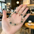 Sweet style sugar core agate beaded bracelet, fresh design crystal pearl jewelry for women. - 4 Green Agate Style