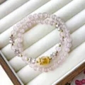 Double layer purple cat eye gemstone bracelet crystal beaded jewelry for sweet girls daily wear - Double Loop Citrine Style