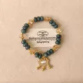 Vintage Chinese style green chalcedony abacus bead bracelet with crystal and lock pendant - Auspicious Pendant Style
