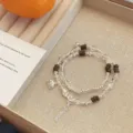 Bracelet double couche en cristal et perles en bois avec charm éléphant pour la mode - Éléphant