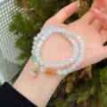 Joli bracelet double couche en pierre d'œil de chat avec pendentif pêche style frais pour femmes - Style 5 pendentif pêche