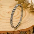 Vintage bohemian carved metal stretch bracelet for women, ethnic silver tone jewelry. - Silver Engraved Style (B23-264)