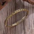 Bohemian retro ethnic carved metal stretch bracelet, stylish women's fashion jewelry accessory. - Antique Gold Engraved Style (B23-344)