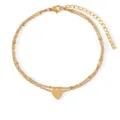 Detailed view of the double-layer gold anklet with small beads and a sleek heart pendant. - Gold Double Layer Pendant Style (JL29)