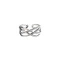 Bague Ouverte Croisée Multi-brins Homme Bijou Mode Argent Vintage Variante Couleur - Ouvert Réglable / Style Croisé (J425)