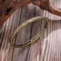 Bracelet elastique en metal grave style boheme vintage pour femme bijoux de mode. - Style Relief Argent Antique (B23-340)