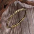 Bracelet jonc élastique sculpté en métal doré vintage bohème pour femme bijoux ethniques. - Style Fin Gravé Précis Or Antique (B23-341)